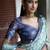 Sea green polyester printed saree with blouse
