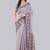 Lavender polyester printed saree with blouse