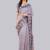 Lavender polyester printed saree with blouse