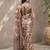 Brown polyester printed saree with blouse