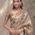 Brown polyester printed saree with blouse