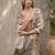 Brown polyester printed saree with blouse