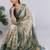 Off white polyester printed saree with blouse