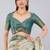 Off white polyester printed saree with blouse
