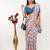 White linen printed saree with blouse