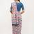 White linen printed saree with blouse