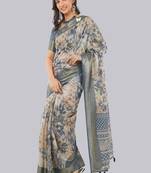 Multicolor polyester printed saree with blouse