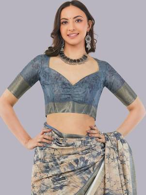 Multicolor polyester printed saree with blouse 3