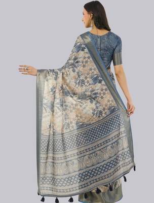 Multicolor polyester printed saree with blouse 4