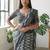Grey linen woven design saree with blouse
