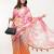 Pink linen printed saree with blouse