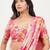 Pink linen printed saree with blouse