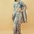 White polyester printed saree with blouse