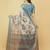 White polyester printed saree with blouse
