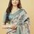 White polyester printed saree with blouse