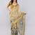 Beige polyester printed saree with blouse