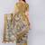 Beige polyester printed saree with blouse