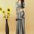 Grey polyester printed saree with blouse