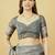 Grey polyester printed saree with blouse