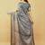 Grey polyester printed saree with blouse