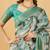 White polyester printed saree with blouse