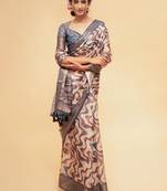 Multicolor polyester printed saree with blouse
