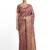 Brown polyester woven design saree with blouse