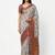 Off white polyester printed saree with blouse