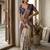 Off white polyester printed saree with blouse