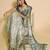 Sea green polyester woven design saree with blouse