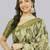 Olive polyester printed saree with blouse