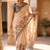 Off white polyester printed saree with blouse