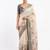 Off white polyester printed saree with blouse