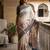 Off white polyester printed saree with blouse