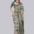 Off white polyester printed saree with blouse
