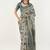 Off white polyester printed saree with blouse