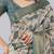 Off white polyester printed saree with blouse