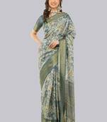 Multicolor polyester printed saree with blouse