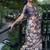 Navy blue polyester printed saree with blouse