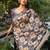 Navy blue polyester printed saree with blouse