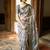 Beige polyester printed saree with blouse