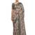 Beige polyester printed saree with blouse