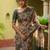 Beige polyester printed saree with blouse