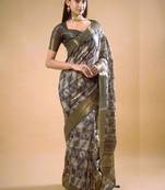 Multicolor polyester printed saree with blouse