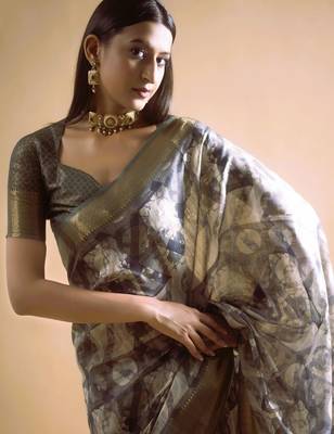Multicolor polyester printed saree with blouse 2