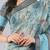 Turquoise polyester printed saree with blouse