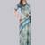 Turquoise polyester printed saree with blouse