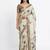 Off white polyester printed saree with blouse
