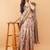 Off white polyester printed saree with blouse