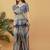 Blue polyester woven design saree with blouse
